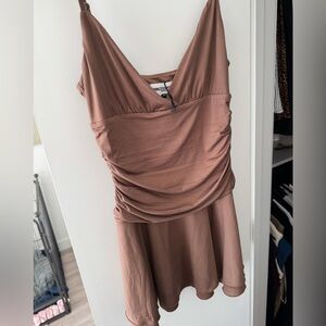 Princess Polly new Brown Ruched Sleeveless Dress